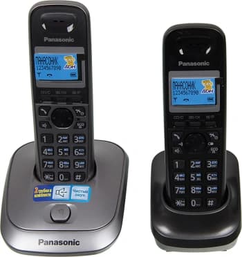 Р/Телефон Dect Panasonic KX-TG2512RU1 серый металлик (труб. в компл.:2шт) АОН - фото 2