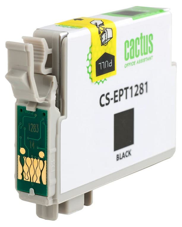 Картридж струйный Cactus CS-EPT1281 T1281 черный (10мл) для Epson Stylus S22/S125/SX420/SX425/Office BX305 с чипом