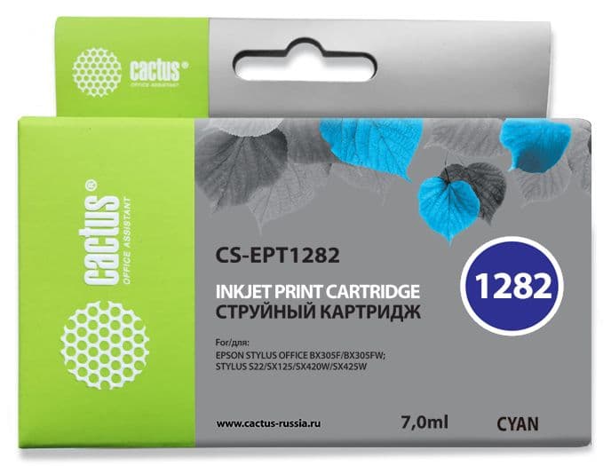 Картридж струйный Cactus CS-EPT1282 T1282 голубой (7мл) для Epson Stylus S22/S125/SX420/SX425/Office BX305 с чипом - фото 4