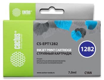Картридж струйный Cactus CS-EPT1282 T1282 голубой (7мл) для Epson Stylus S22/S125/SX420/SX425/Office BX305 с чипом - фото 5