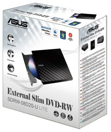Привод DVD-RW Asus SDRW-08D2S-U LITE/WHT/G/AS белый USB внешний RTL - фото 2
