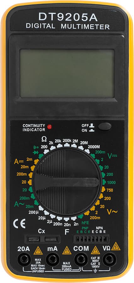 Мультиметр Ресанта DT 9205A цифровой черный/желтый