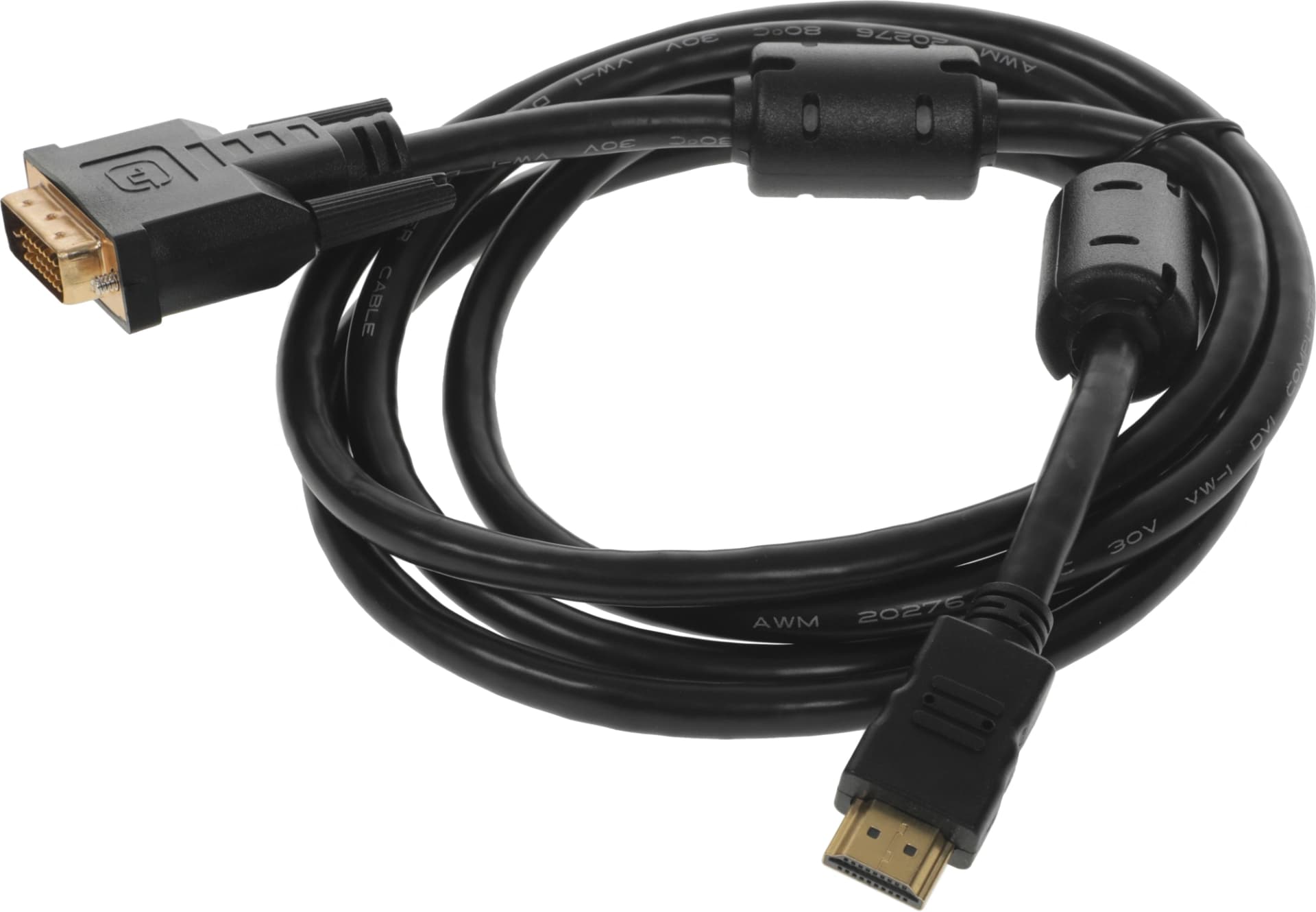 Кабель Buro HDMI (m) DVI-D (m) 1.8м (HDMI-19M-DVI-D-1.8M) феррит.кольца черный - фото 4