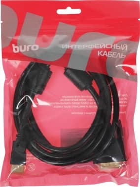 Кабель Buro HDMI (m) DVI-D (m) 1.8м (HDMI-19M-DVI-D-1.8M) феррит.кольца черный - фото 5