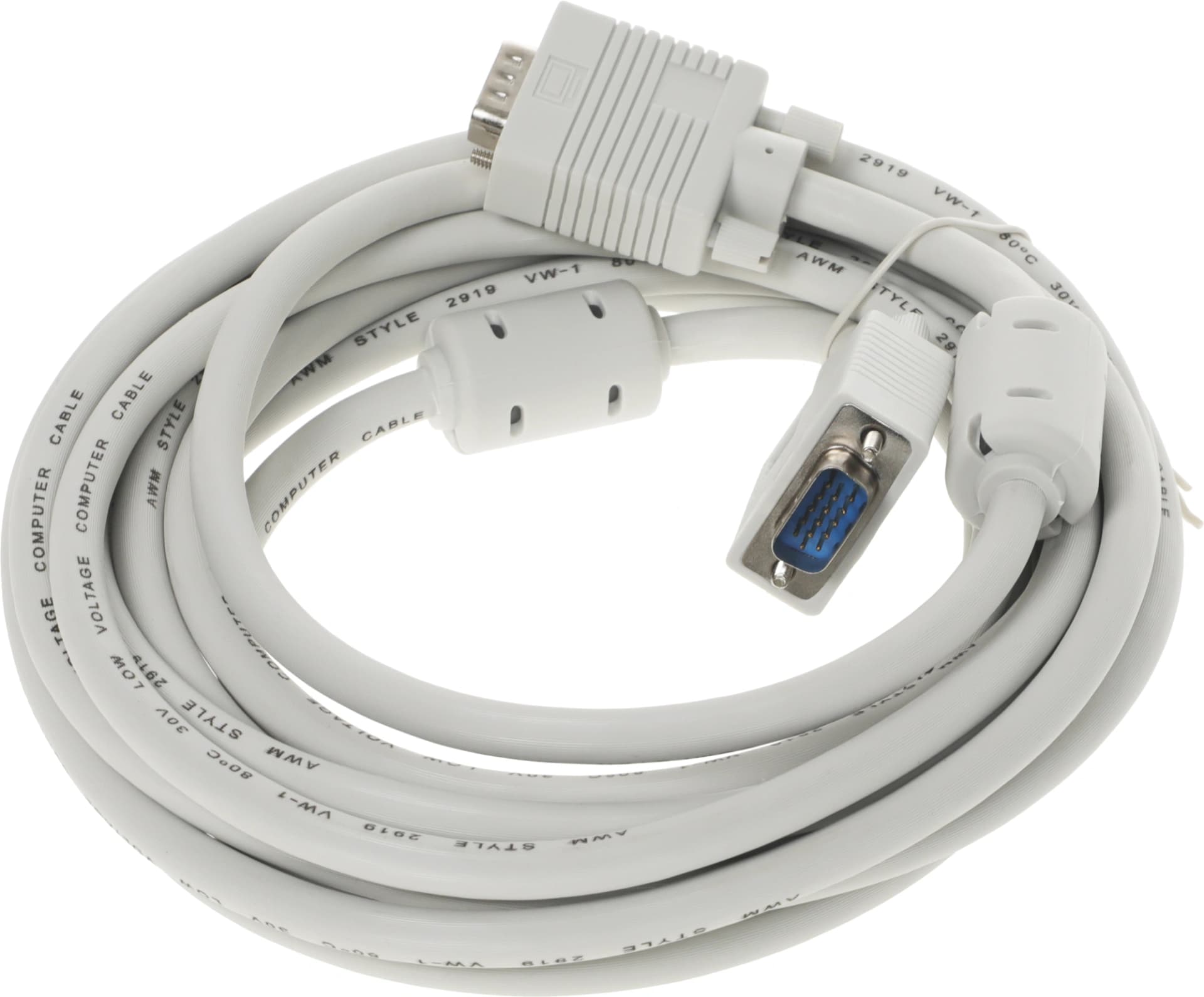 Кабель Buro CAB016S-5M VGA (m) VGA (m) 5м феррит.кольца серый - фото 3