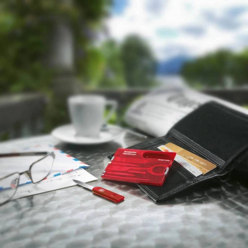 Швейцарская карта Victorinox SwissCard Classic (0.7100.T) красный полупрозрачный коробка подарочная - фото 4