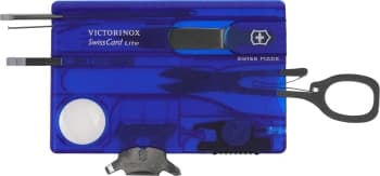 Швейцарская карта Victorinox SwissCard Lite (0.7322.T2) синий полупрозрачный коробка подарочная - фото 5