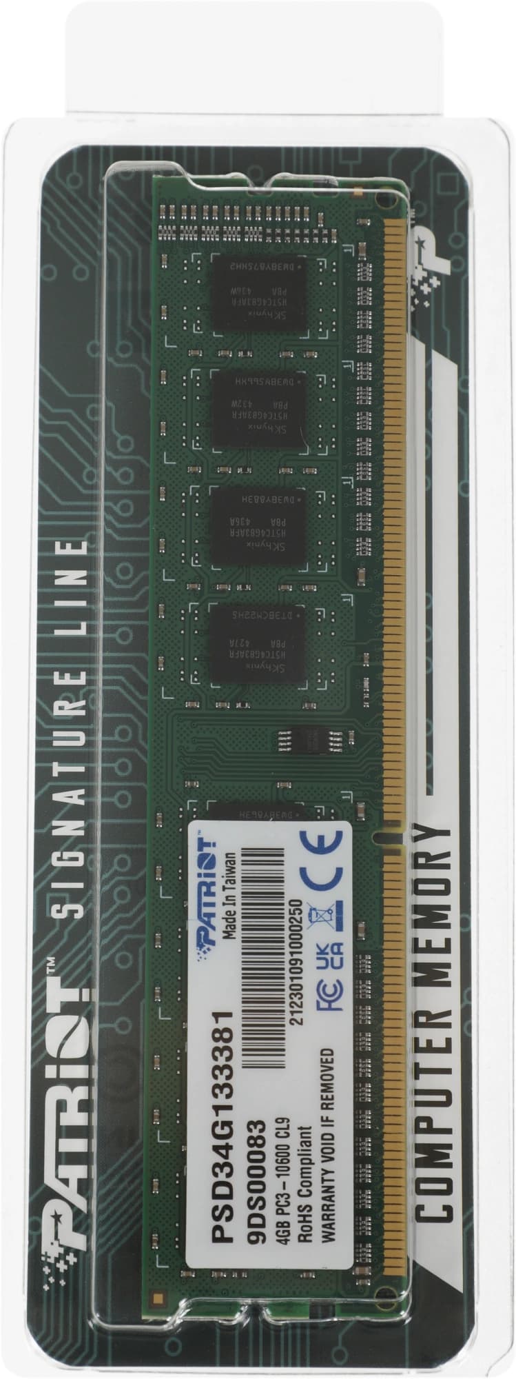 Память DDR3 4Gb 1333MHz Patriot PSD34G133381 RTL PC3-10600 CL9 DIMM 240-pin 1.5В single rank Ret - фото 1