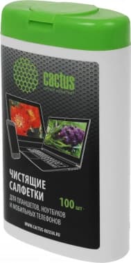 Салфетки Cactus CS-T1005 для планшетов и смартфонов малая туба 100шт влажных - фото 5