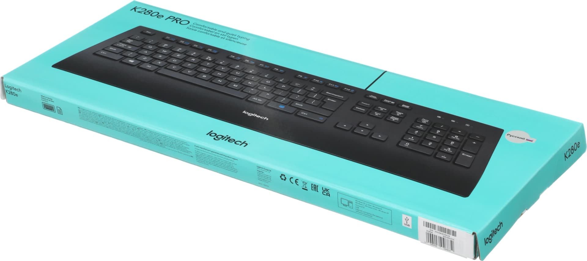 Клавиатура Logitech K280e черный USB (подставка для запястий) (920-005215) кабель 1.66м