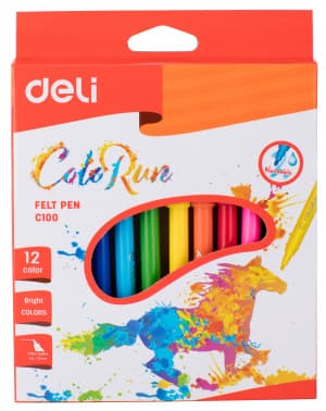 Фломастеры Deli EC10000 ColoRun Вентилируемый 12цв. коробка с европодвесом - фото 2
