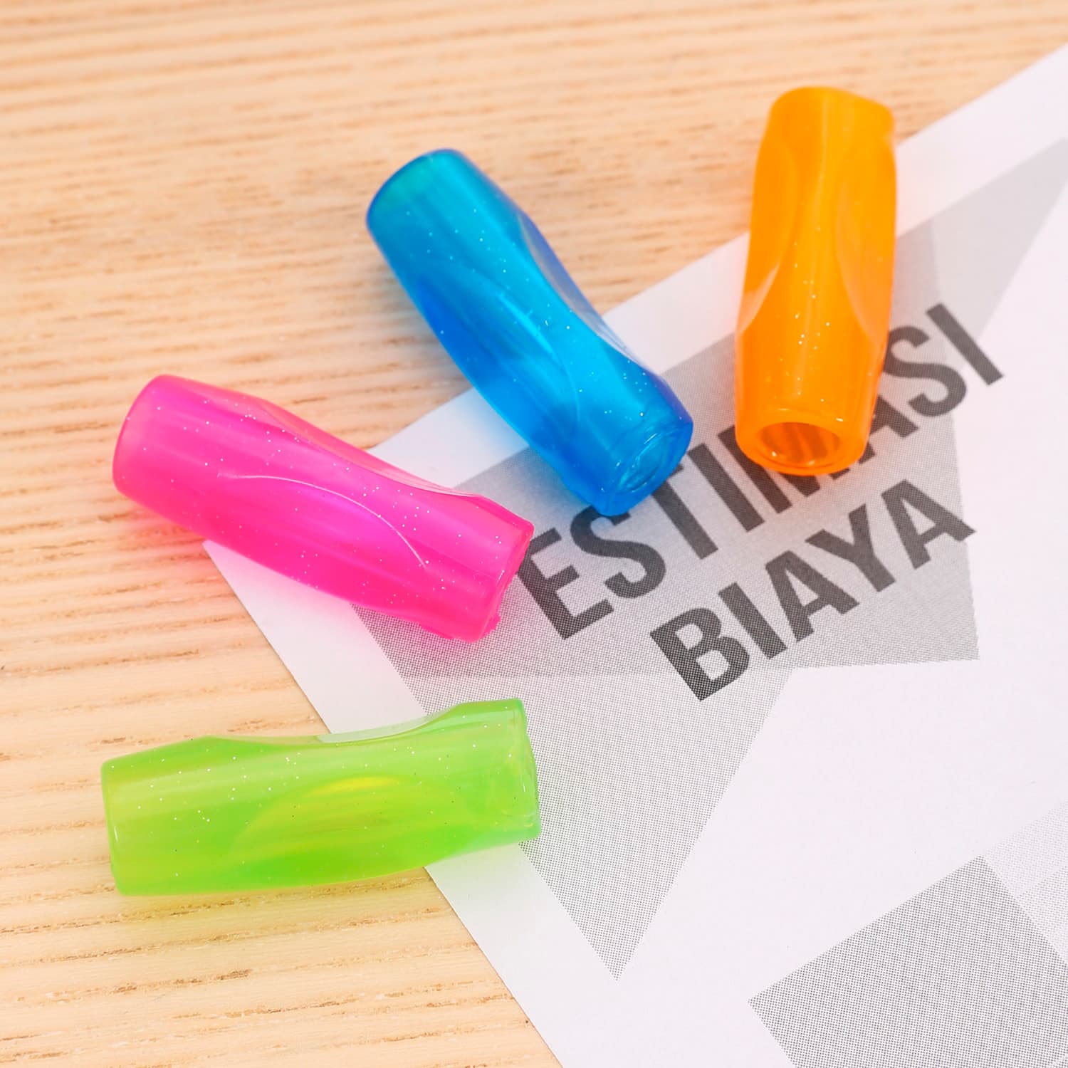 Колпачок-манжета для чернографитных карандашей Deli EU75002 Neon силикон ассорти (упак.:4шт) - фото 3