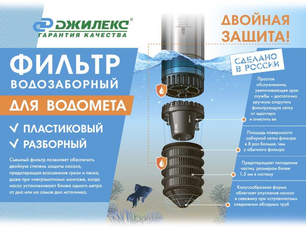 Насос скважинный Джилекс Водомет 55/75 900Вт 3300л/час центробежный (в компл.:Фирменный обратный клапан) (5575) - фото 3