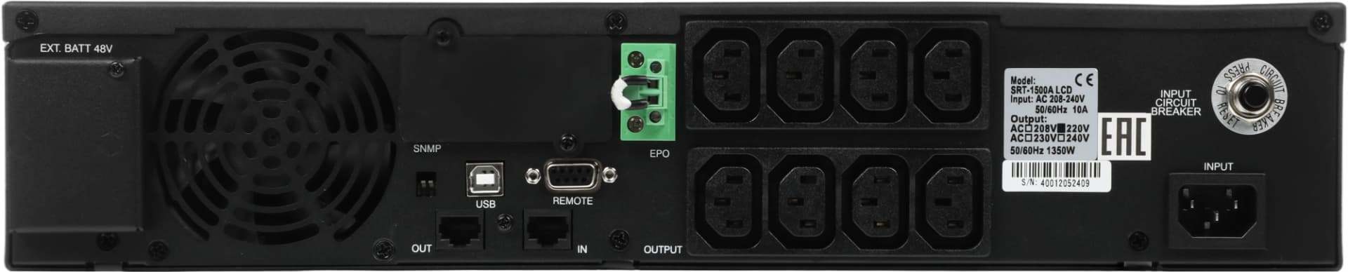 Источник бесперебойного питания Powercom Smart King RT SRT-1500A LCD 1350Вт 1500ВА черный - фото 5