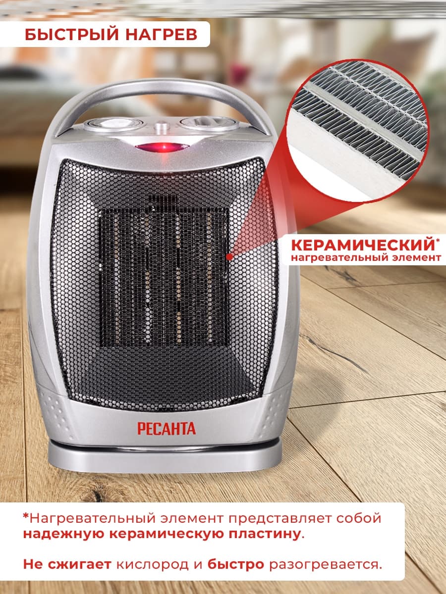 Тепловентилятор Ресанта ТВК-2 1800Вт серебристый/черный - фото 4