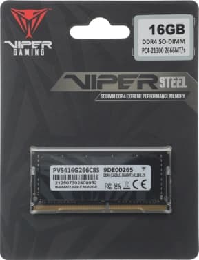 Память DDR4 16GB 2666MHz Patriot PVS416G266C8S Viper Steel RTL PC4-21300 CL18 SO-DIMM 260-pin 1.2В single rank Ret - фото 2