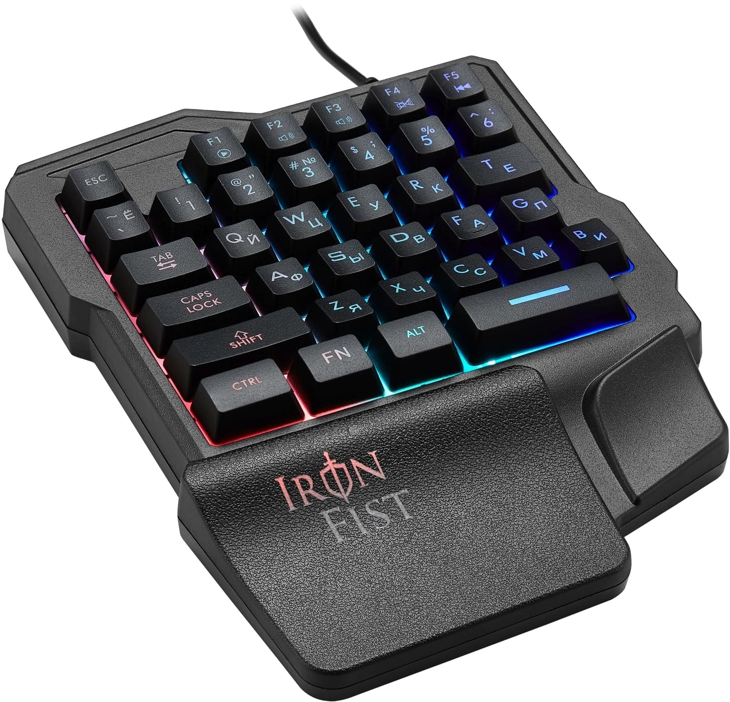 Игровой блок Оклик 701G IRON FIST черный USB for gamer LED (подставка для запястий) (1196590) кабель 1.8м - фото 4