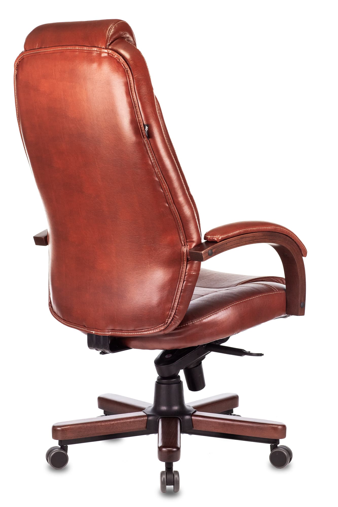 Кресло руководителя Бюрократ T-9923WALNUT светло-коричневый Leather Eichel кожа крестов. металл/дерево - фото 4