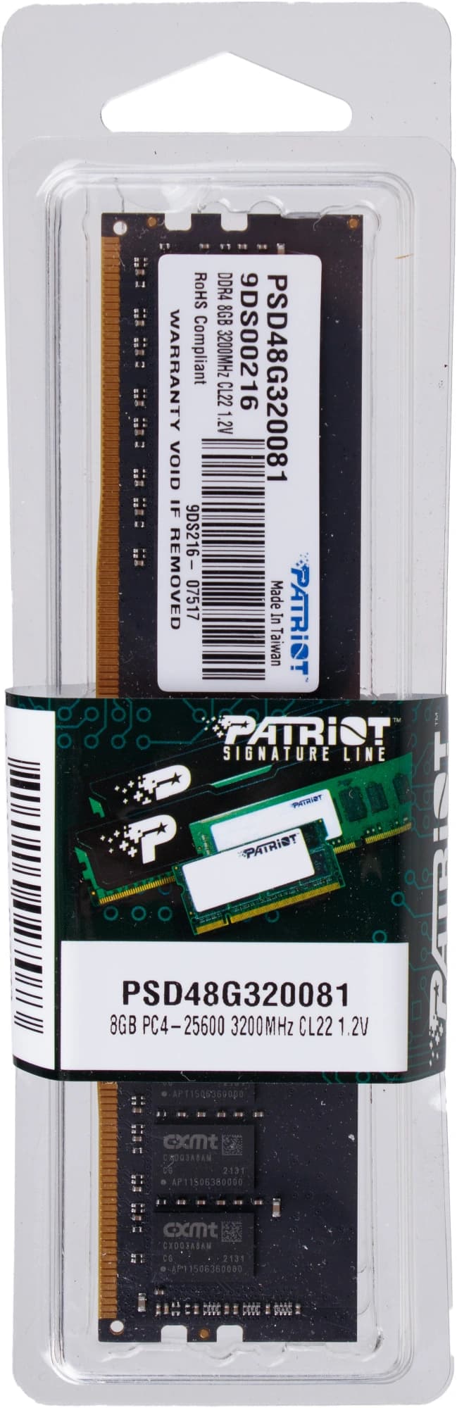 Память DDR4 8Gb 3200MHz Patriot PSD48G320081 Signature RTL Gaming PC4-25600 CL22 DIMM 288-pin 1.2В single rank Ret - фото 4