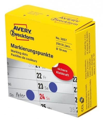 Этикетки Avery Zweckform 3857 250шт на листе диаметр 19мм/70г/м2/синий самоклей. универсальная - фото 3