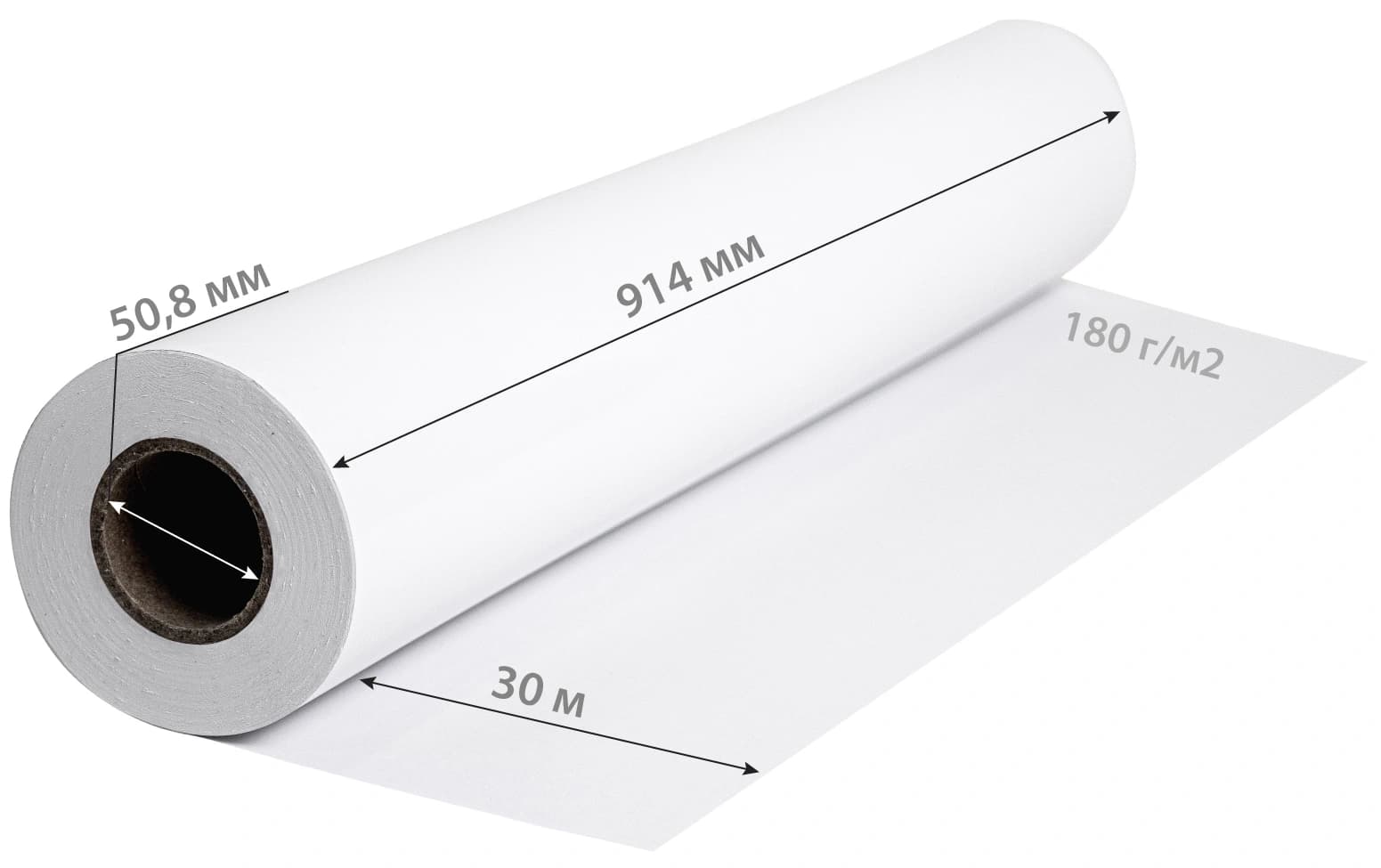 Бумага Cactus CS-PG180-91430 36"(A0) 914мм-30м/180г/м2/белый глянцевое для струйной печати втулка:50.8мм (2") - фото 3