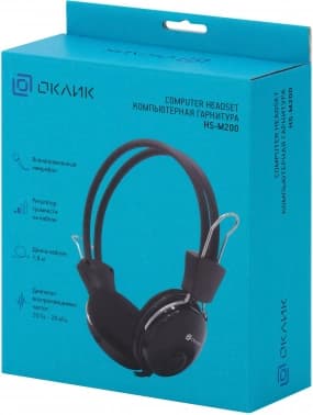 Наушники с микрофоном Оклик HS-M200 черный 1.8м накладные оголовье (1532011) - фото 2