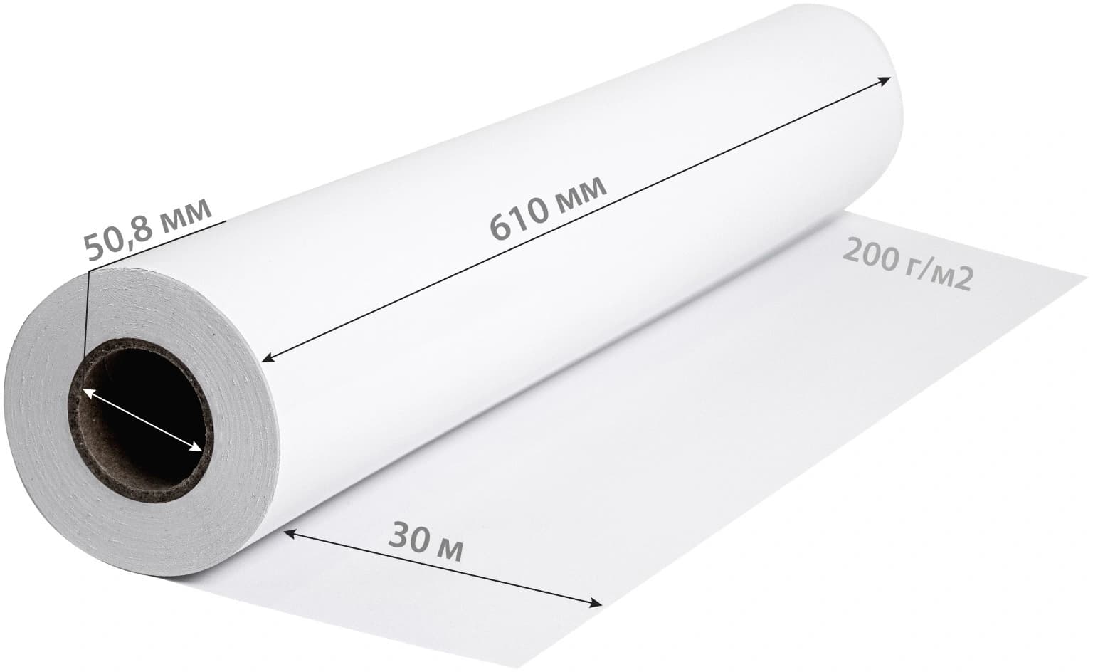 Бумага Cactus CS-PSG200-61030 24"(A1) 610мм-30м/200г/м2/белый полуглянцевое для струйной печати втулка:50.8мм (2") - фото 3