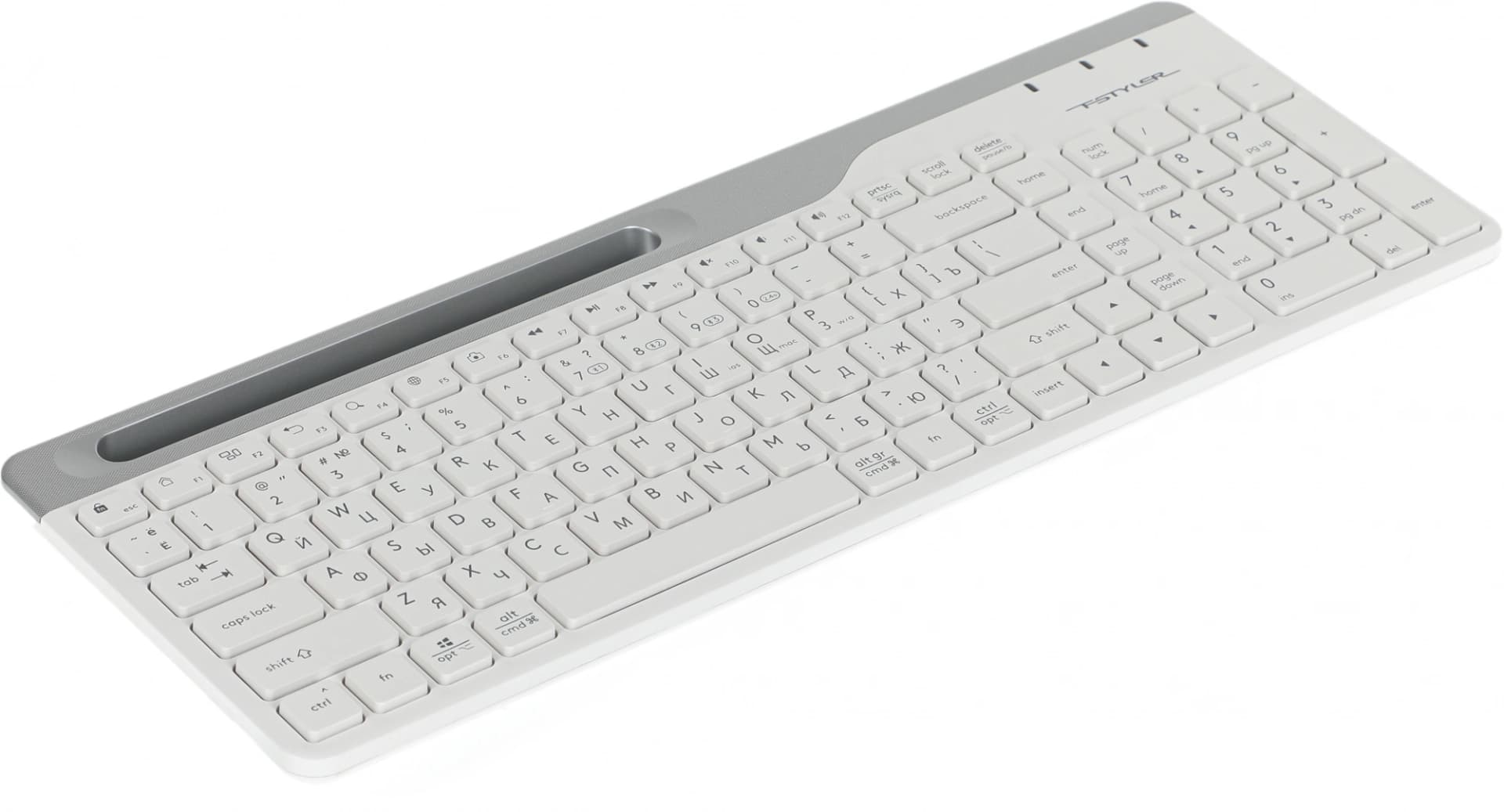 Клавиатура A4Tech FBK25 белый/серый USB беспроводная BT/Radio slim Multimedia (FBK25 WHITE) - фото 2