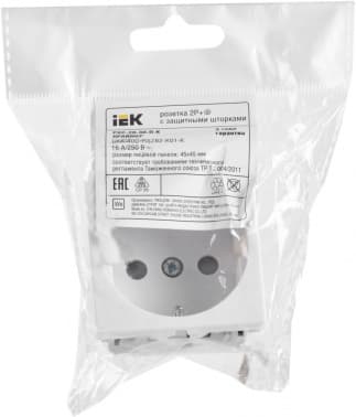 Розетка силов. IEK CKK-40D-RSZB2-K01-K одинар. скрыт. зазем. штор. IP20 белый (упак.:1шт) - фото 5