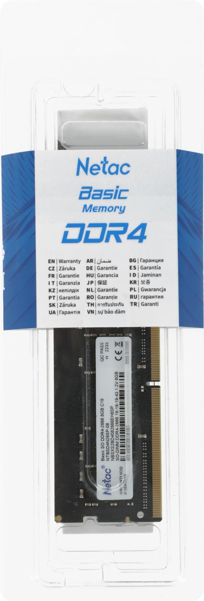 Память DDR4 8Gb 2666MHz Netac NTBSD4N26SP-08 Basic RTL PC4-21300 CL19 SO-DIMM 260-pin 1.2В single rank Ret - фото 5