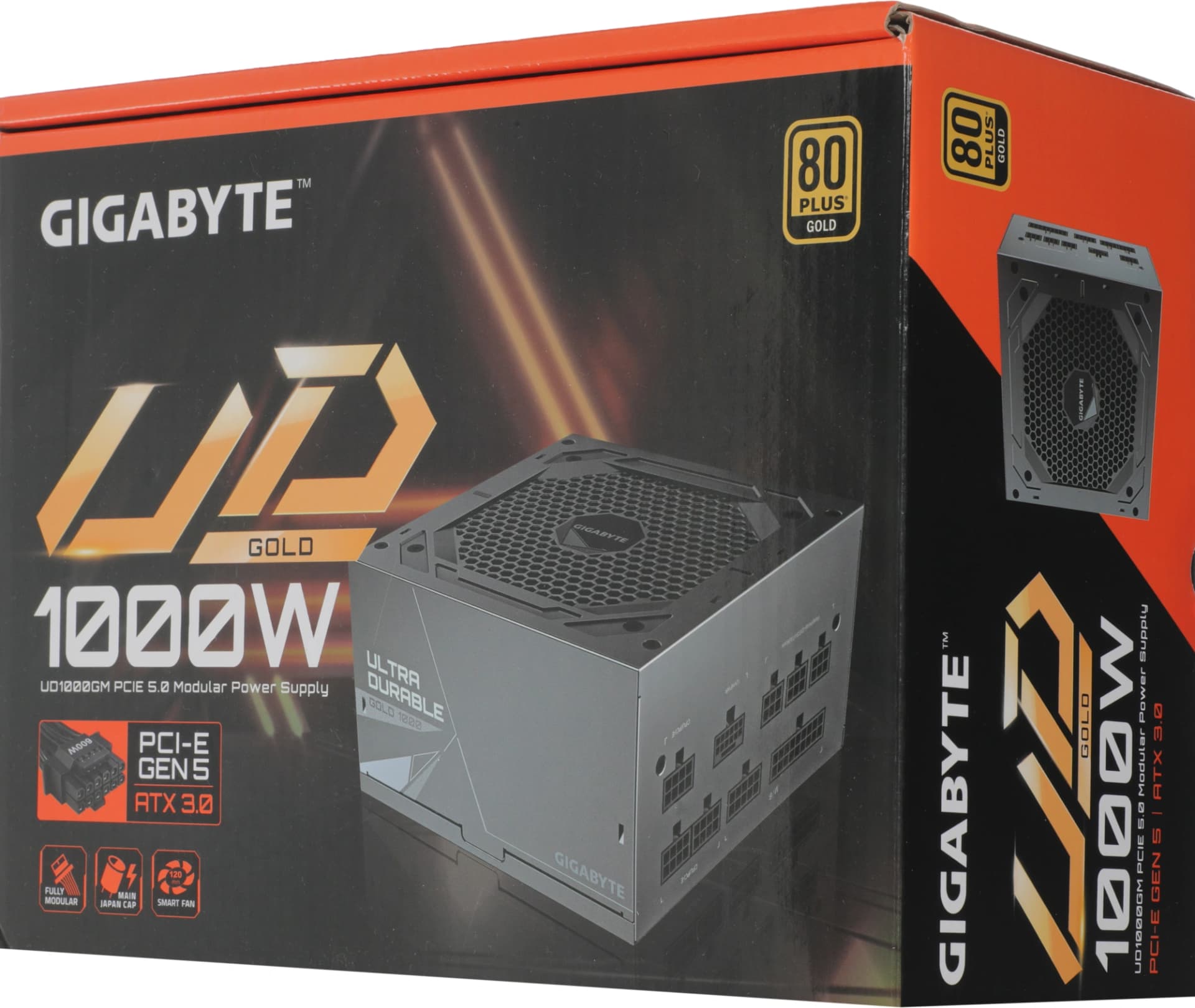Блок питания Gigabyte ATX 1000W GP-UD1000GM PG5 V2 80+ gold (20+4pin) APFC 120mm fan 8xSATA Cab Manag RTL - фото 5