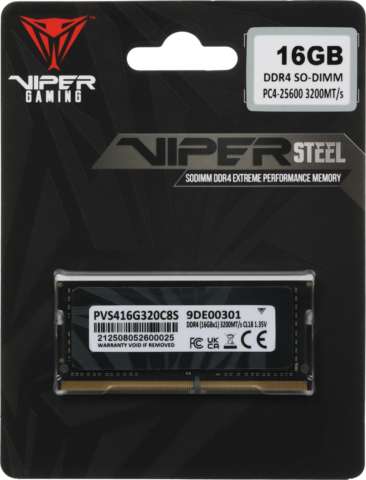Память DDR4 16GB 3200MHz Patriot PVS416G320C8S Steel Series RTL Gaming PC4-25600 CL22 SO-DIMM 260-pin 1.35В single rank с радиатором Ret - фото 4