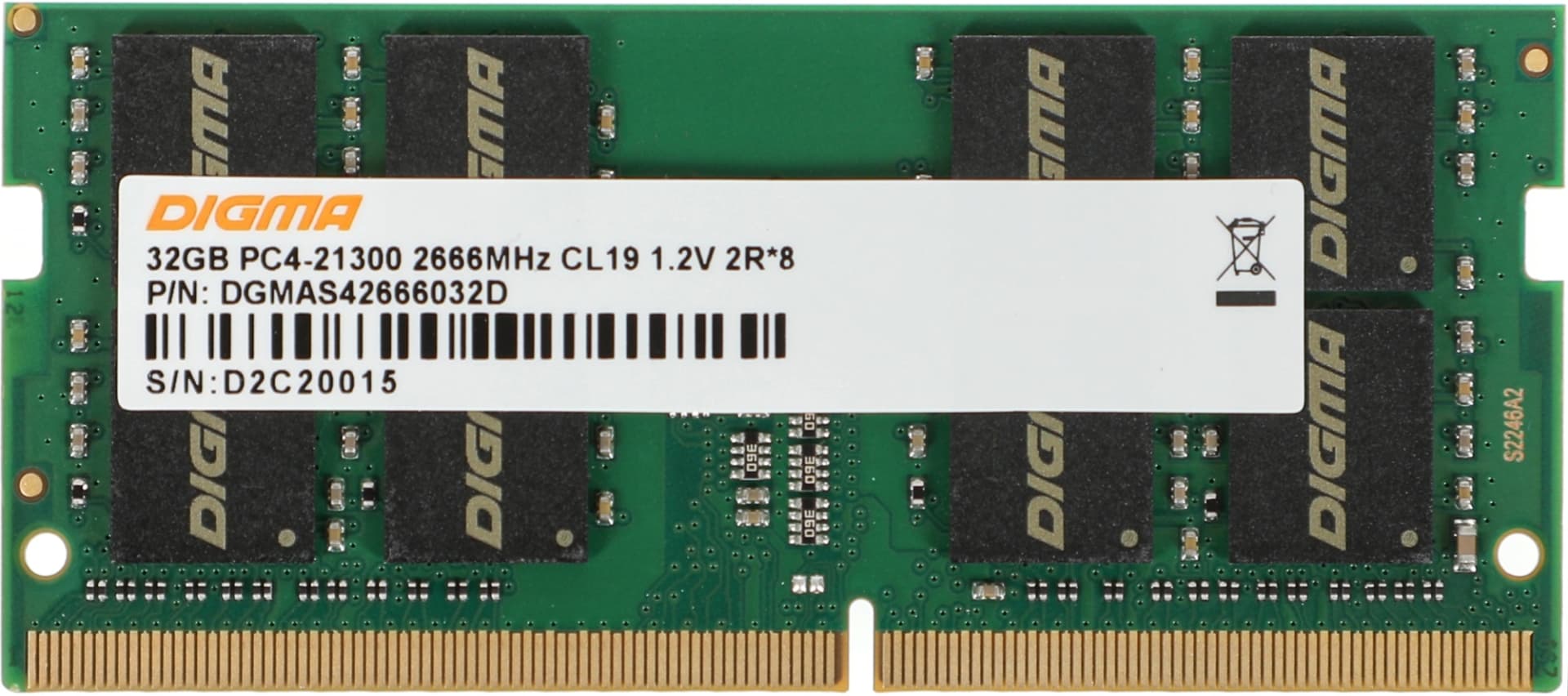 Память DDR4 32Gb 2666MHz Digma DGMAS42666032D RTL PC4-21300 CL19 SO-DIMM 260-pin 1.2В dual rank Ret - фото 4