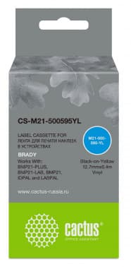 Картридж ленточный Cactus CS-M21-500595YL черный на желтом 12.7x6.4 для Brady BMP21-PLUS, BMP21-LAB - фото 2
