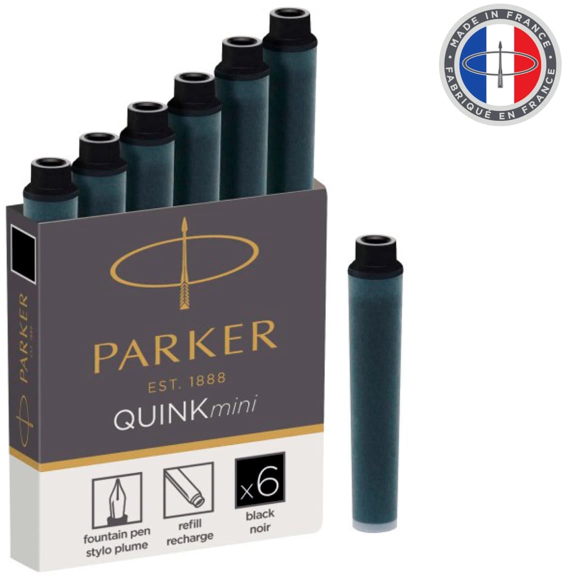 Картридж Parker Quink Z17 Mini (1950407) черные чернила для ручек перьевых (6шт) - фото 5