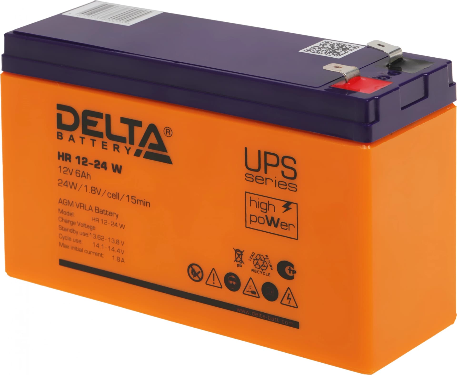 Батарея для ИБП Delta HR 12-24 W 12В 6Ач - фото 4