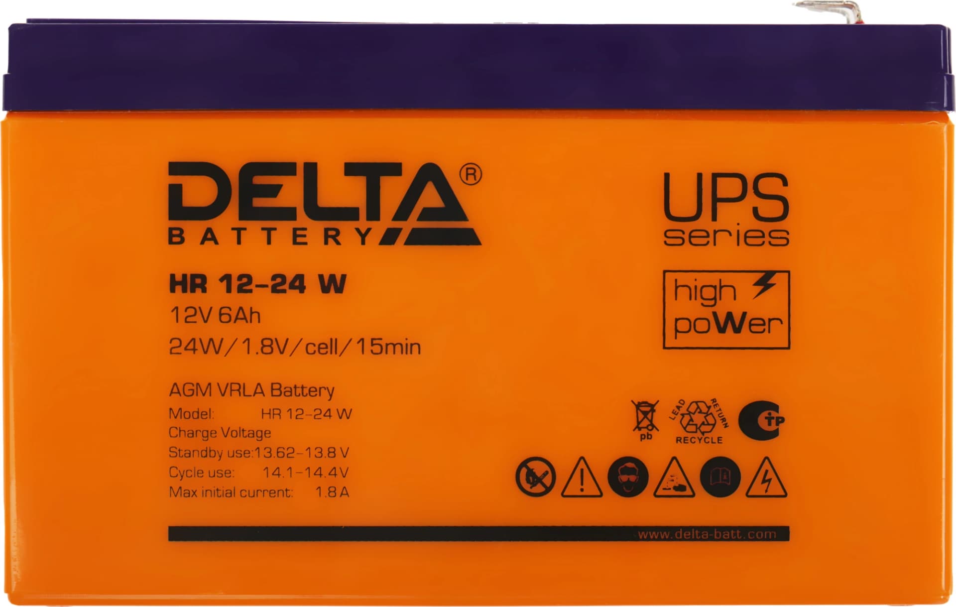 Батарея для ИБП Delta HR 12-24 W 12В 6Ач - фото 5
