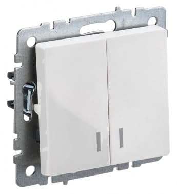 Выключатель IEK Brite ВС10-2-1-БрБ скрыт. 2кл. с подсветкой IP20 белый (упак.:1шт) (BR-V20-1-10-K01) - фото 2