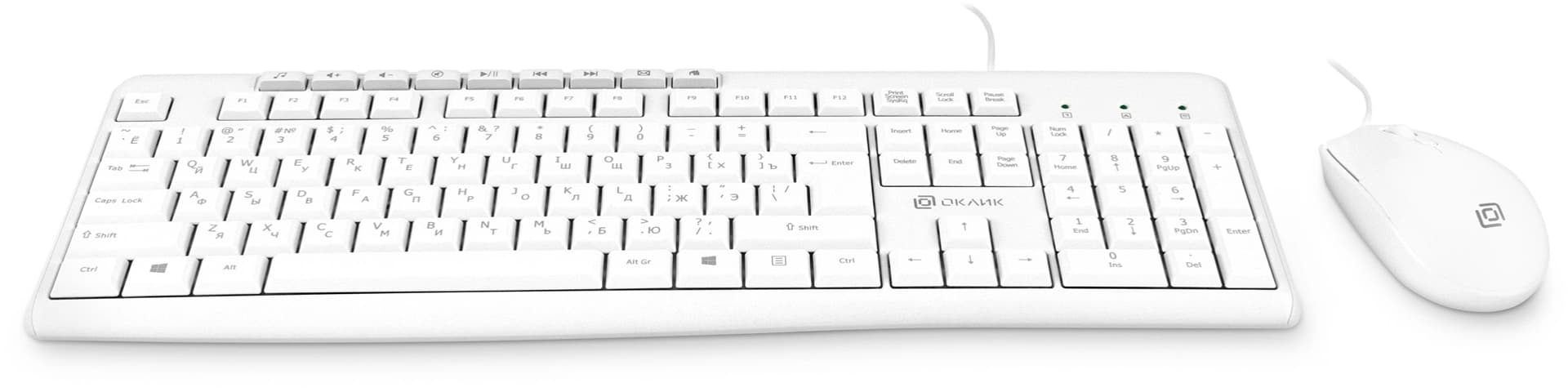 Клавиатура + мышь Оклик S650 клав:белый мышь:белый USB Multimedia (1875257) - фото 5