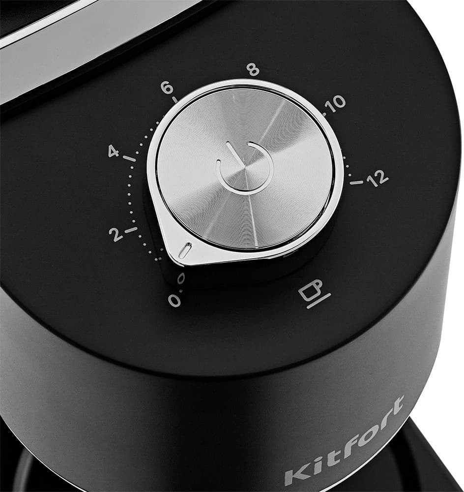 Кофемолка Kitfort КТ-787 200Вт сист.помол.:жернова вместим.:250гр черный/серебристый - фото 4