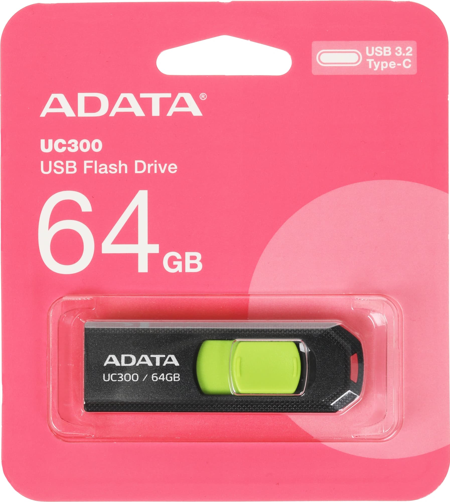 Флеш Диск A-Data 64Gb Type-C UC300 ACHO-UC300-64G-RBK/GN USB3.2 черный/зеленый - фото 4