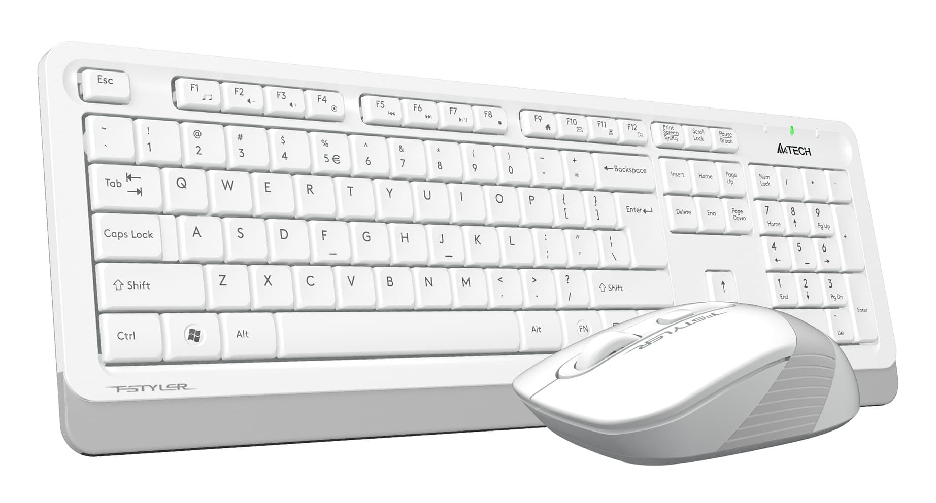 Клавиатура + мышь A4Tech Fstyler FG1010S клав:белый/серый мышь:белый/серый USB беспроводная Multimedia (FG1010S WHITE) - фото 2