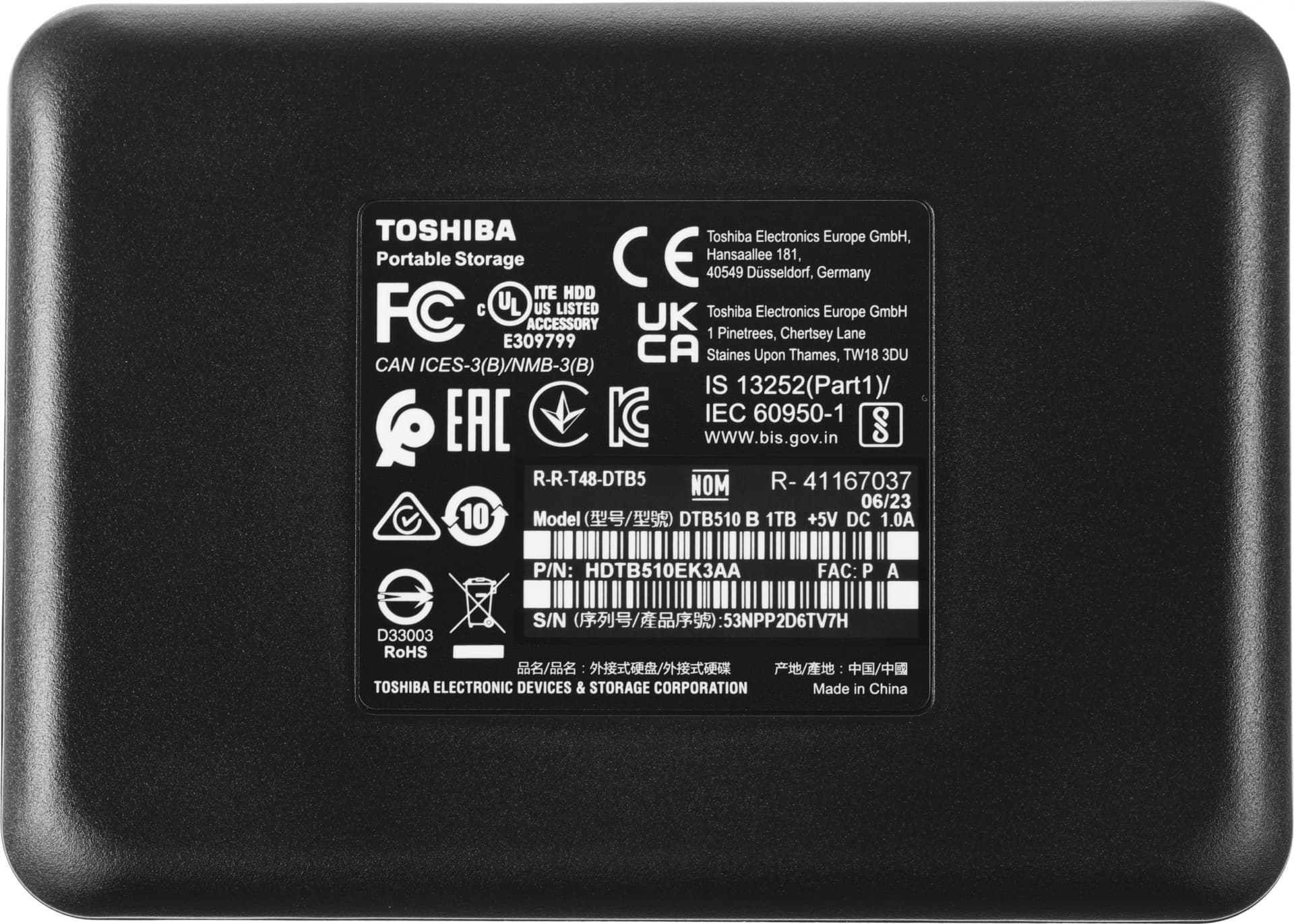 Жесткий диск Toshiba USB3.0 1TB HDTB510EK3AA Canvio Basics 2.5" черный - фото 2