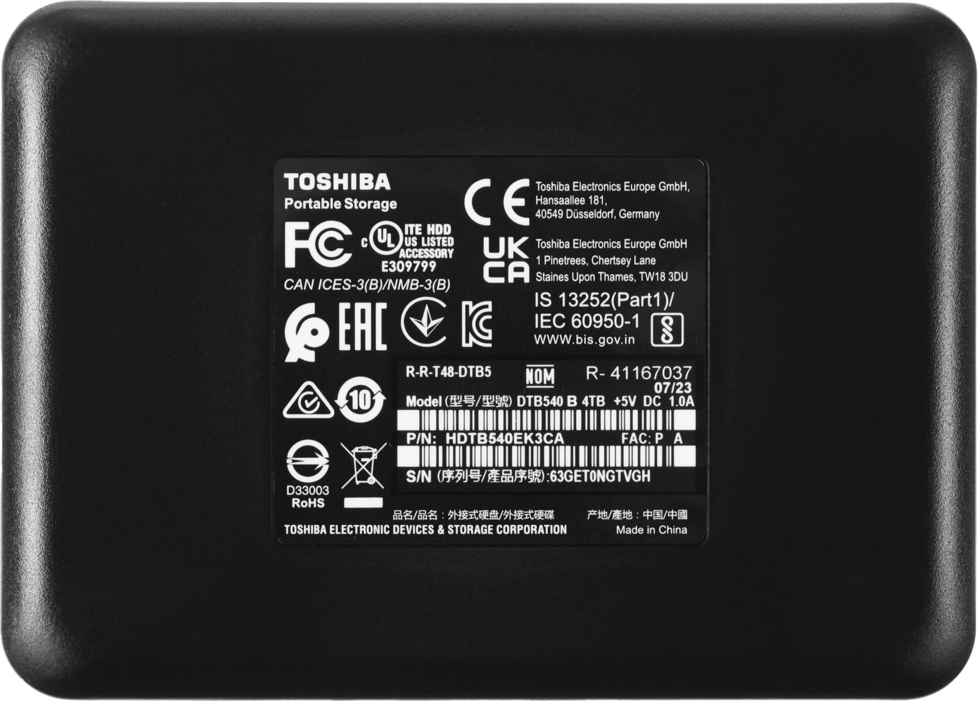 Жесткий диск Toshiba USB3.0 4TB HDTB540EK3CA Canvio Basics 2.5" черный - фото 3