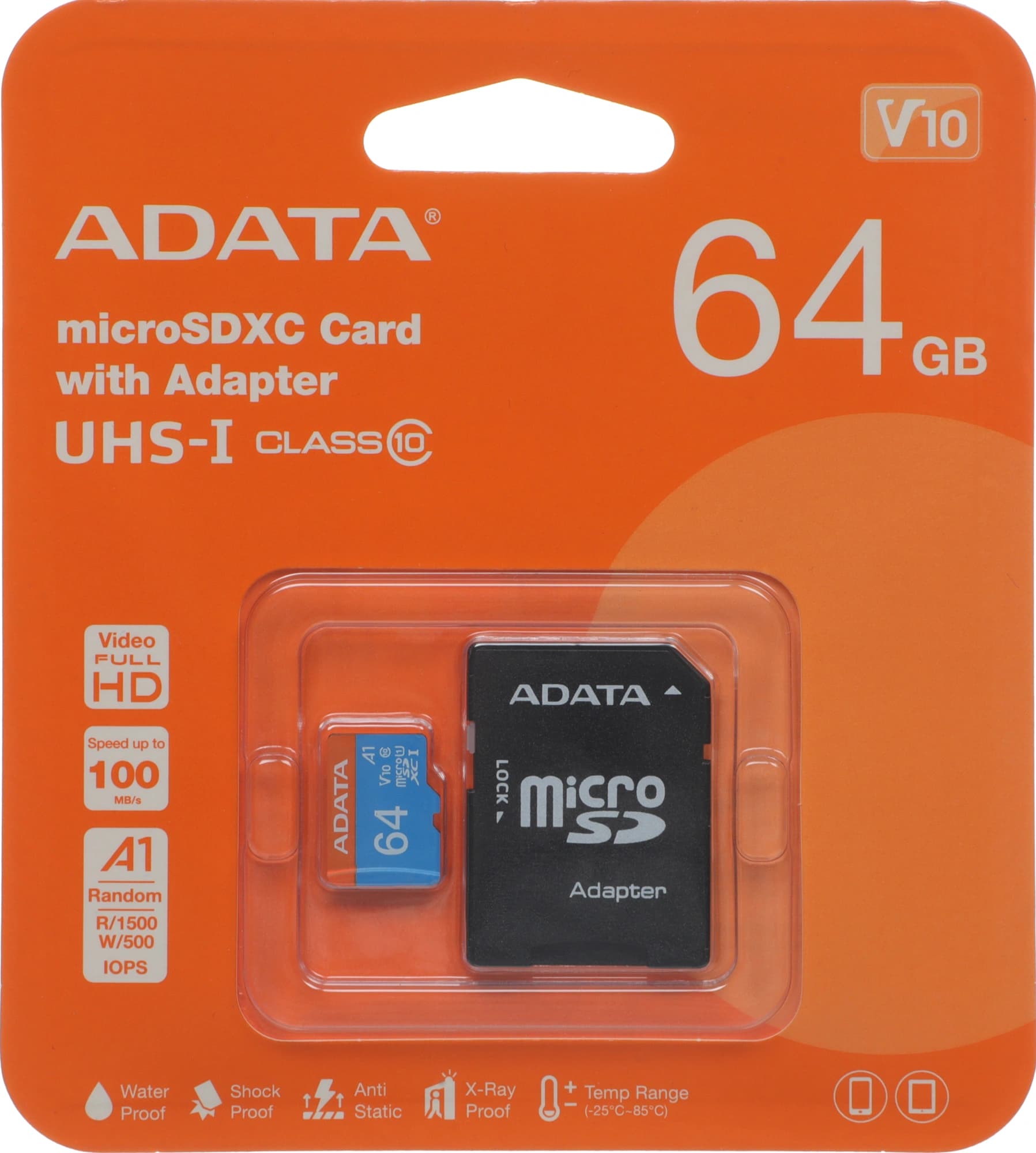 Флеш карта microSDXC 64GB A-Data AUSDX64GUICL10A1-RA1 Premier + adapter - фото 3