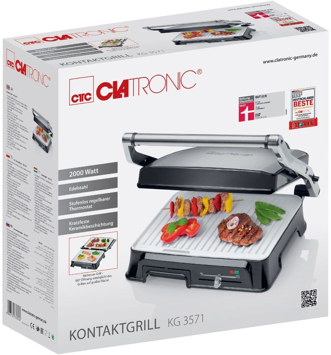 Электрогриль Clatronic KG 3571 2000Вт серебристый/черный - фото 5