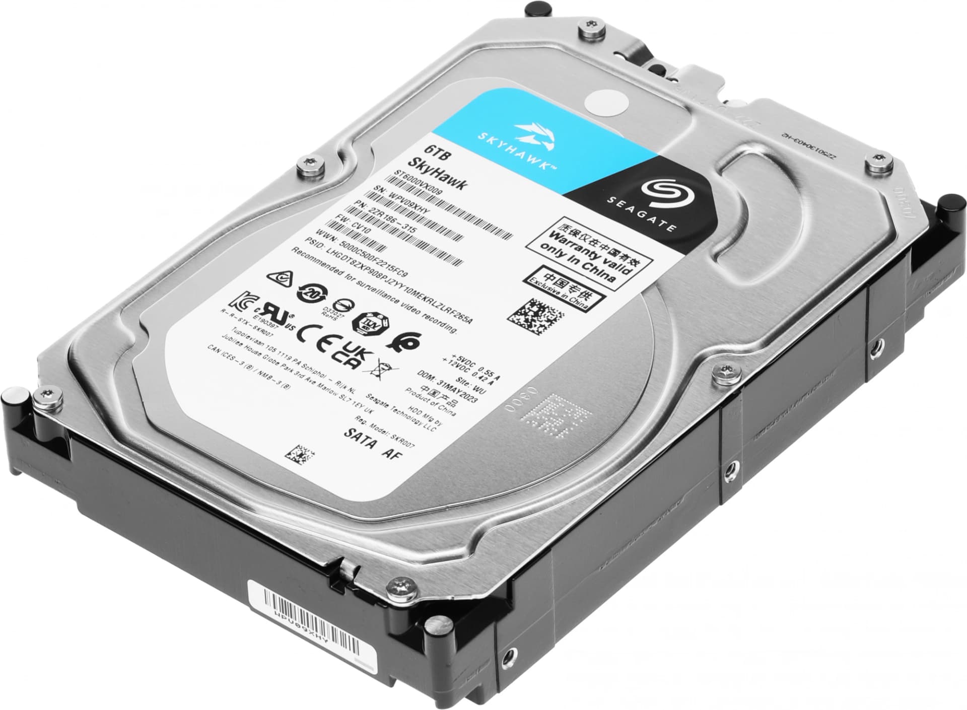 Жесткий диск Seagate SATA-III 6TB ST6000VX009 Surveillance Skyhawk 4KN (5400rpm) 256Mb 3.5" - фото 4