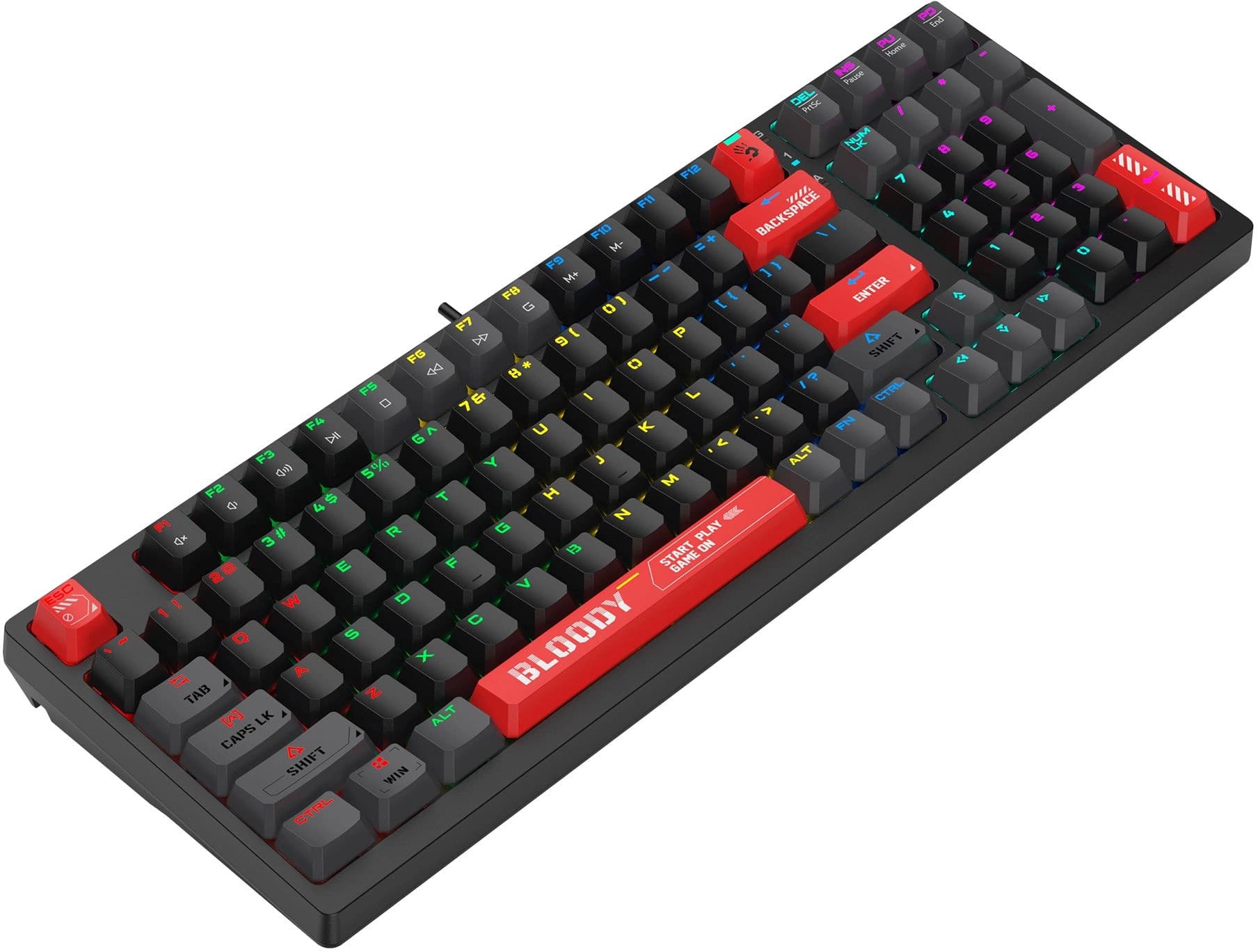 Клавиатура A4Tech S98 механическая красный/красный USB for gamer LED (S98 RED) кабель 1.8м - фото 4