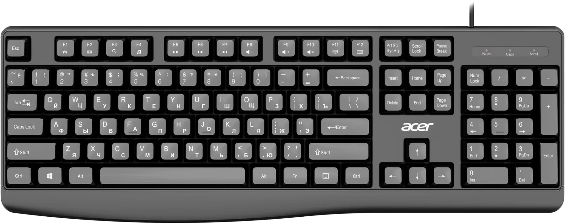 Клавиатура Acer OKW301 черный USB (ZL.KBDCC.01A) кабель 1.8м - фото 4