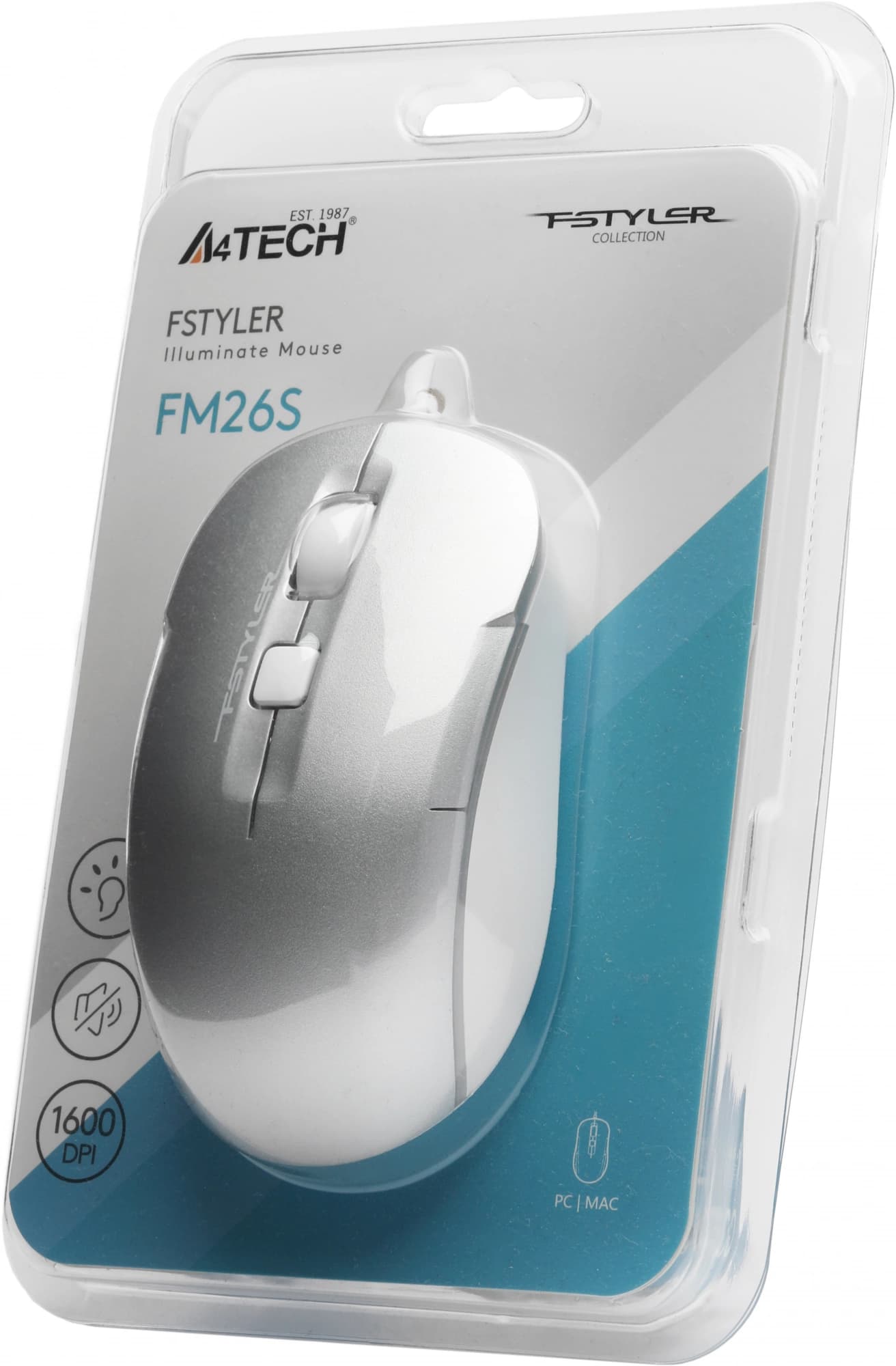 Мышь A4Tech Fstyler FM26S серебристый/белый оптическая 1600dpi silent USB для ноутбука 4but (FM26S USB (ICY WHITE)) - фото 5
